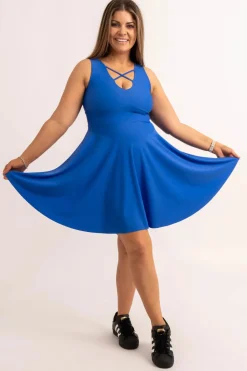 Silky Reversible Comfort Crop Mini Dress - Electric Blue