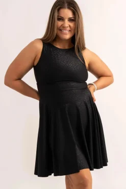 Silky Reversible Comfort Crop Mini Dress - Black Exotic Touch Jag
