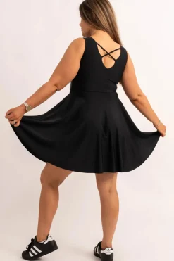 Silky Reversible Comfort Crop Mini Dress - Black