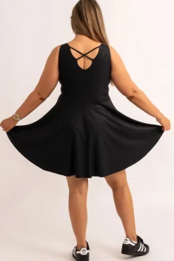 Silky Reversible Comfort Crop Mini Dress - Black Exotic Touch Jag