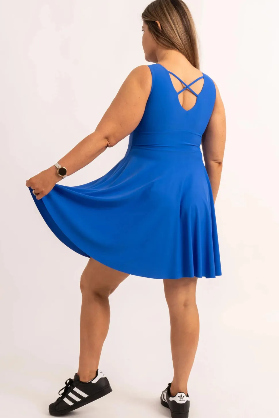 Silky Reversible Comfort Crop Mini Dress - Electric Blue