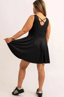 Silky Reversible Comfort Crop Mini Dress - Black Exotic Touch Jag