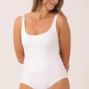Silky Reversible Cross Over One Piece W/ Extra Coverage Bottoms - White