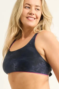 Silky Reversible Cross Over Bikini Top - Dark And Moody