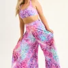 Silky Reversible Cross Over Bikini Top - Rainbow Jag