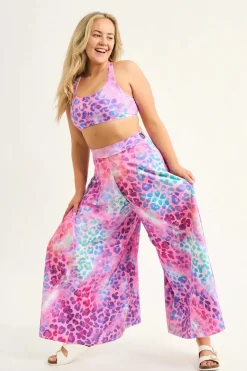 Silky Reversible Cross Over Bikini Top - Rainbow Jag