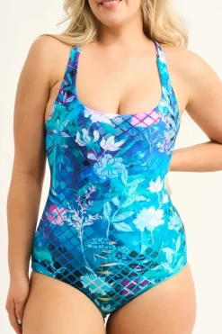 Silky Reversible Cross Over One Piece W/ Extra Coverage Bottoms - Mermaid Mafia