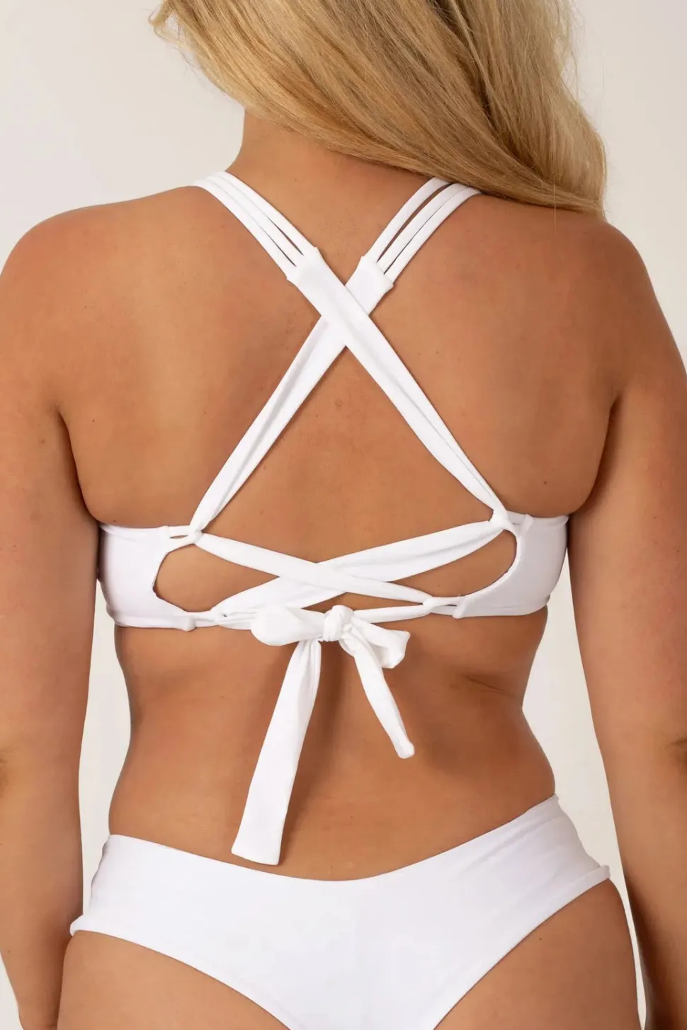 Silky Reversible Cross Over Bikini Top - White