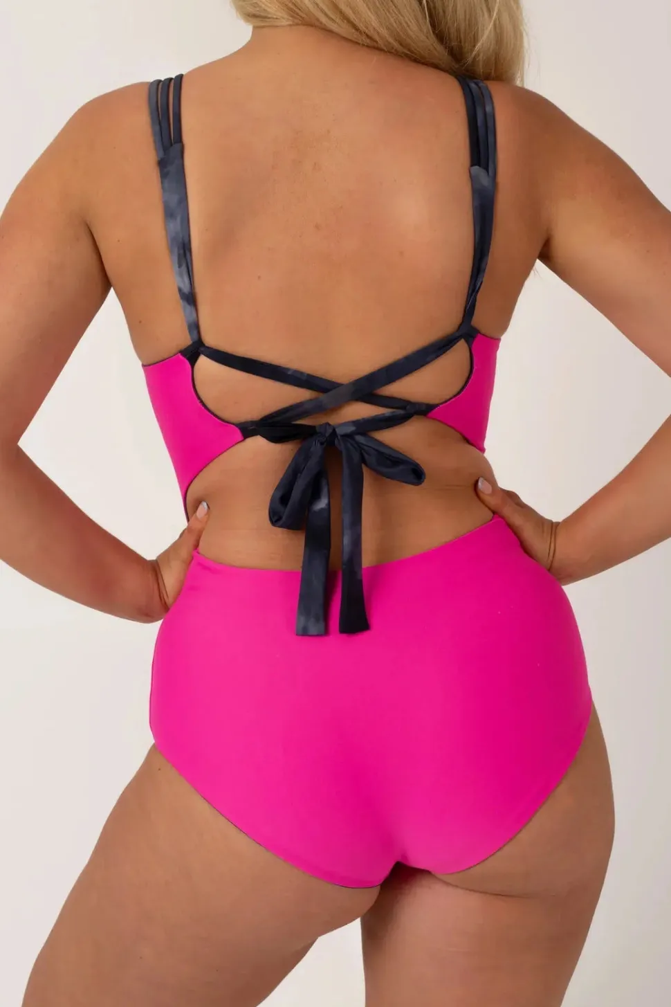 Silky Reversible Cross Over One Piece W/ Extra Coverage Bottoms - Dark And Moody