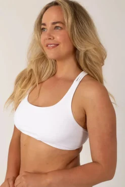 Silky Reversible Cross Over Bikini Top - White