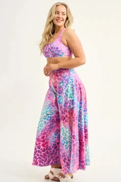 Silky Reversible Cross Over Bikini Top - Rainbow Jag