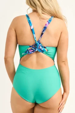 Silky Reversible Cross Over One Piece W/ Extra Coverage Bottoms - Mermaid Mafia