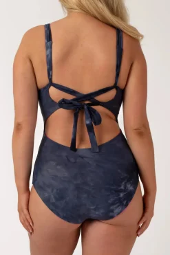 Silky Reversible Cross Over One Piece W/ Extra Coverage Bottoms - Dark And Moody