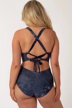 Silky Reversible Cross Over One Piece W/ Extra Coverage Bottoms - Dark And Moody