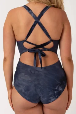 Silky Reversible Cross Over One Piece W/ Extra Coverage Bottoms - Dark And Moody