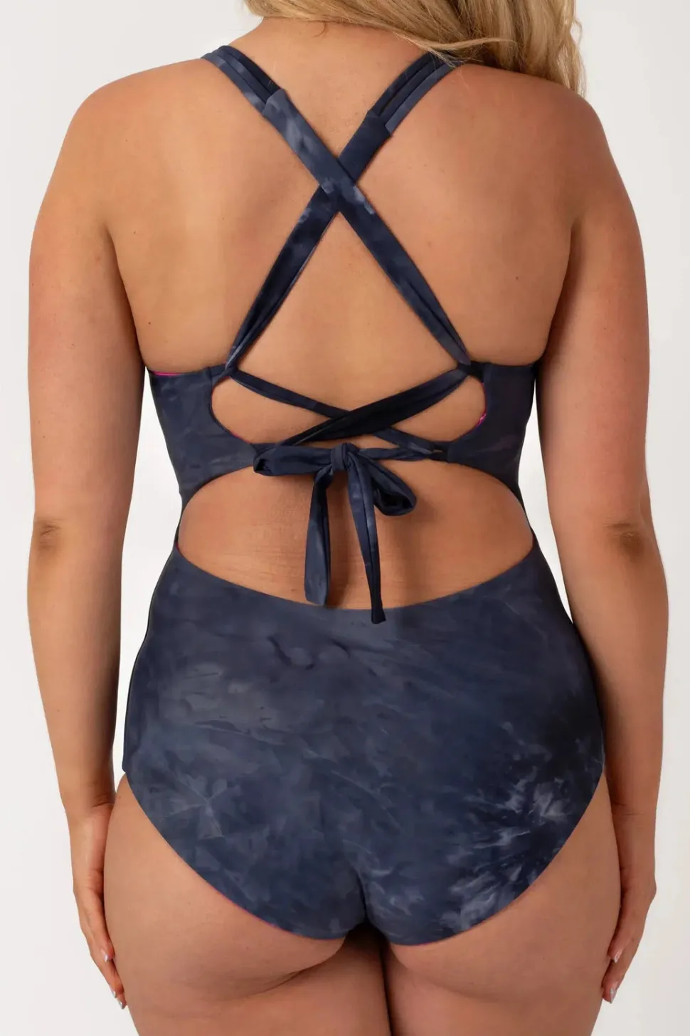 Silky Reversible Cross Over One Piece W/ Extra Coverage Bottoms - Dark And Moody