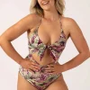 Silky Reversible Cut Out One Piece - Pink Tropical Leopard