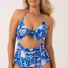 Silky Reversible Cut Out One Piece - Blue Tiki