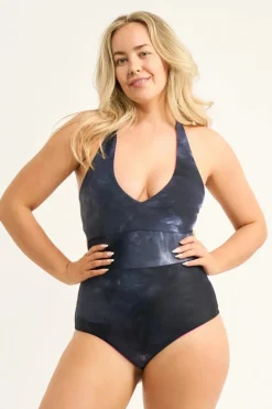Silky Reversible Deep V One Piece W/ Extra Coverage Bottoms - Dark And Moody