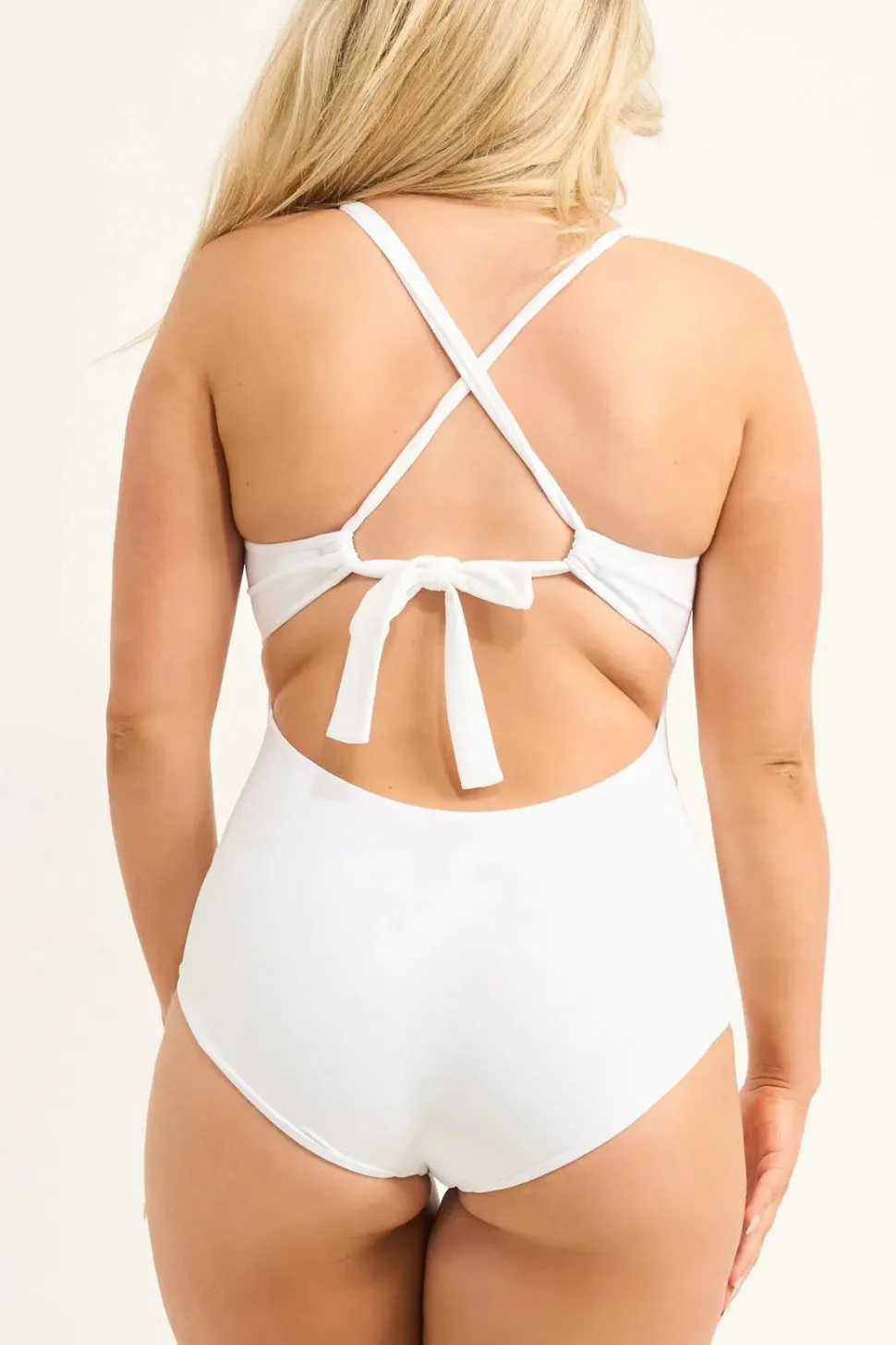 Silky Reversible Deep V One Piece W/ Extra Coverage Bottoms - White