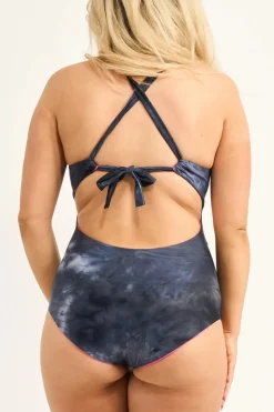 Silky Reversible Deep V One Piece W/ Extra Coverage Bottoms - Dark And Moody