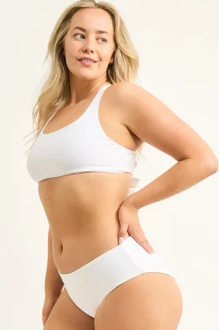 Silky Reversible Full Coverage Brief Bikini Bottoms - White