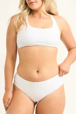 Silky Reversible Full Coverage Brief Bikini Bottoms - White