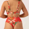 Silky Reversible High Waisted Cheeky Cut Bikini Bottom - Flame Tropico