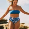 Silky Reversible High Waisted Cheeky Cut Bikini Bottom - Blue Tiki