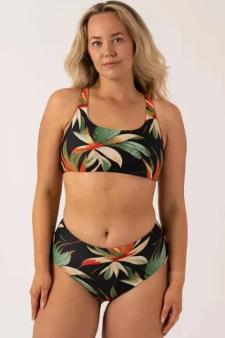Silky Reversible High Waisted Medium Cut Bikini Bottom - Black Tropico
