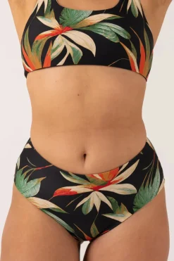 Silky Reversible High Waisted Medium Cut Bikini Bottom - Black Tropico