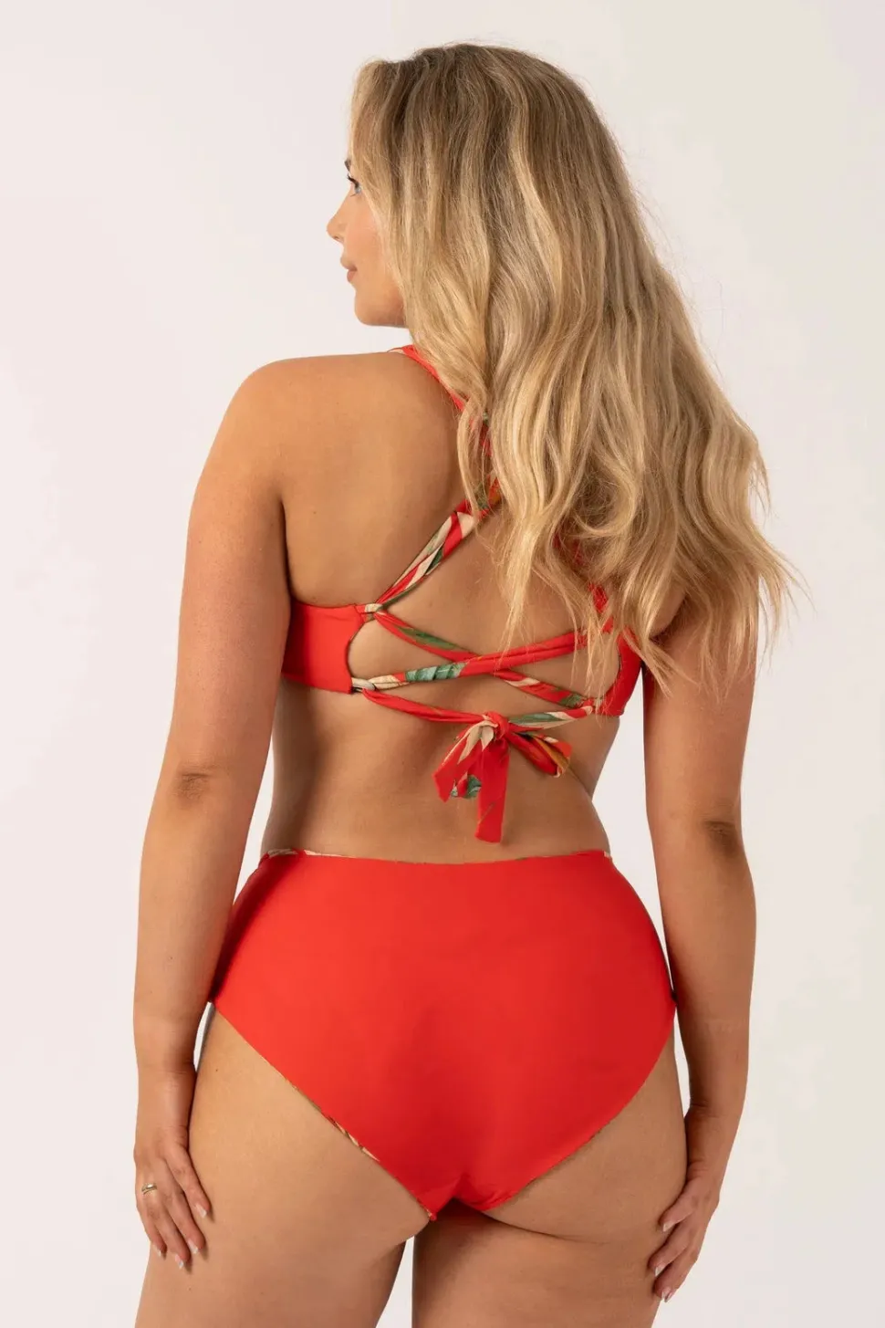 Silky Reversible High Waisted Medium Cut Bikini Bottom - Flame Tropico