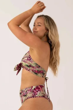 Silky Reversible High Waisted Cheeky Cut Bikini Bottom - Pink Tropical Leopard