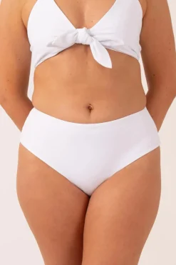 Silky Reversible High Waisted Cheeky Cut Bikini Bottoms - White