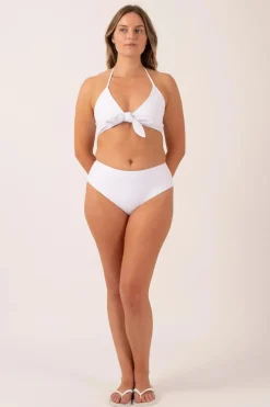 Silky Reversible High Waisted Cheeky Cut Bikini Bottoms - White