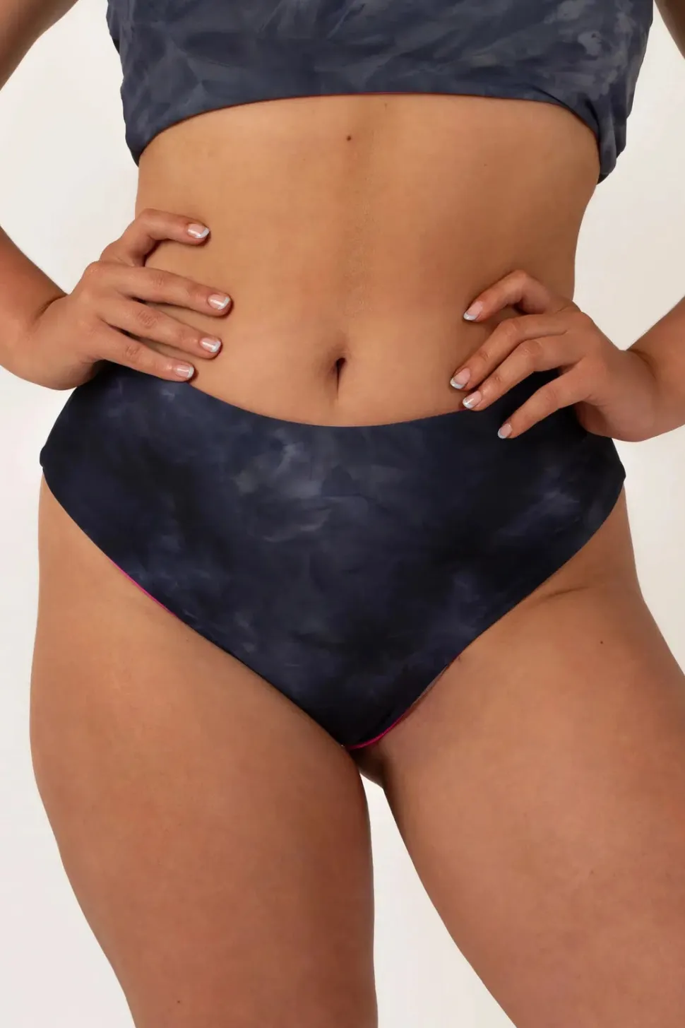 Silky Reversible High Waisted Cheeky Cut Bikini Bottoms - Dark And Moody