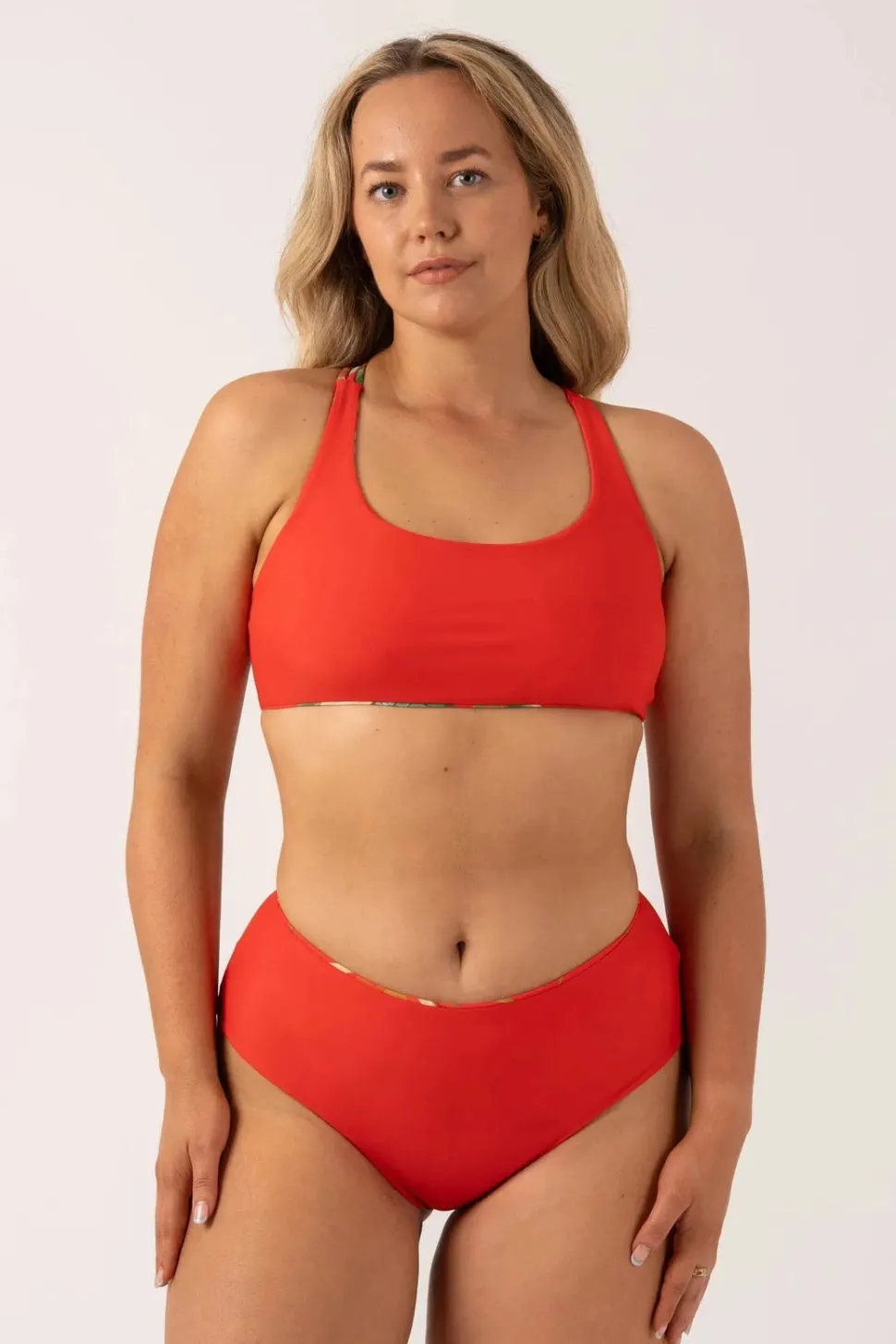 Silky Reversible High Waisted Medium Cut Bikini Bottom - Flame Tropico