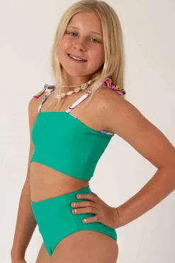 Silky Reversible Kids Bikini Top - Unicorn
