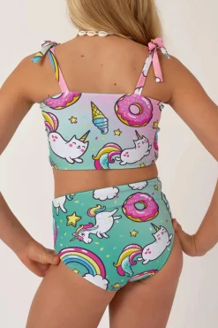 Silky Reversible Kids Bikini Bottom - Unicorn