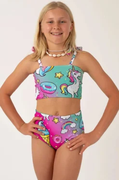 Silky Reversible Kids Bikini Bottom - Unicorn