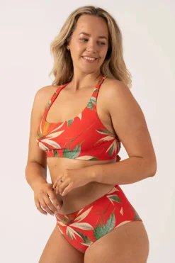 Silky Reversible Tie Back Bikini Top - Flame Tropico