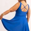 Silky Scoop Neck Comfort Crop Mini Dress - Electric Blue