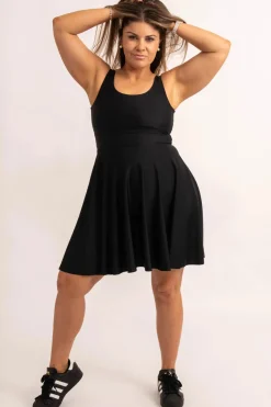 Silky Scoop Neck Comfort Crop Mini Dress - Black