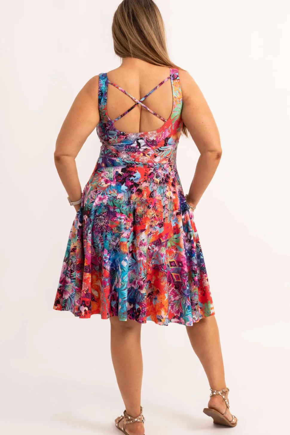 Silky Scoop Neck Comfort Crop Midi Dress W/ Pockets - Believe The Hype