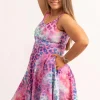 Silky Scoop Neck Comfort Crop Midi Dress W/ Pockets - Rainbow Jag