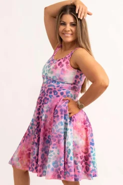Silky Scoop Neck Comfort Crop Midi Dress W/ Pockets - Rainbow Jag