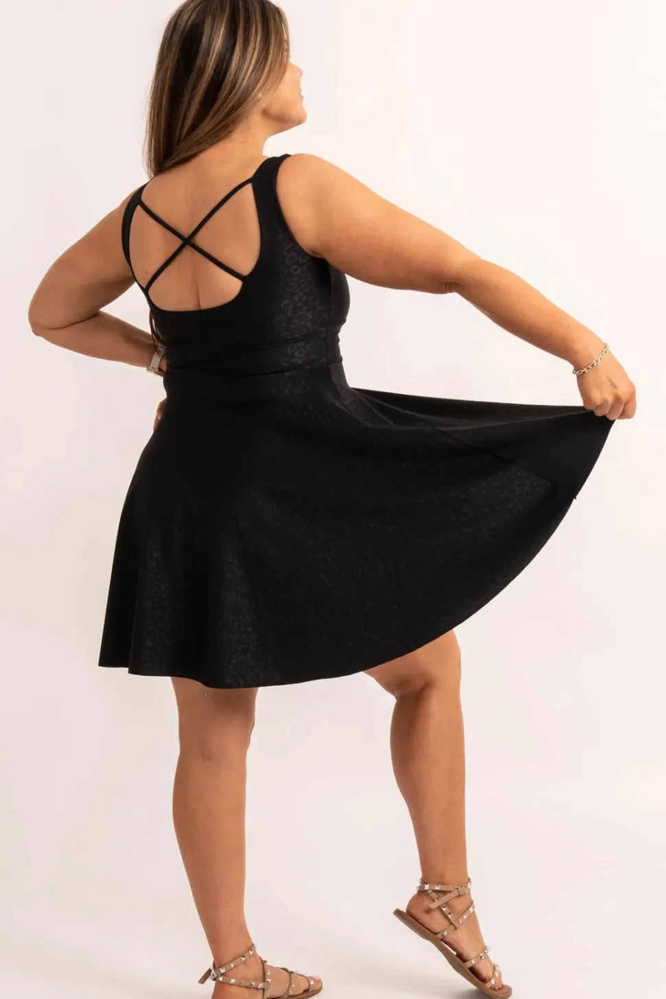 Silky Scoop Neck Comfort Crop Mini Dress - Black Exotic Touch Jag