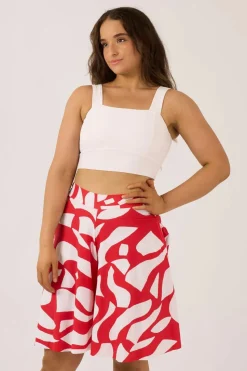 Silky Square Neck Comfort Crop Top - White