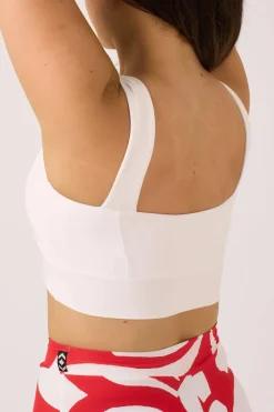 Silky Square Neck Comfort Crop Top - White