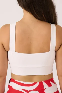 Silky Square Neck Comfort Crop Top - White